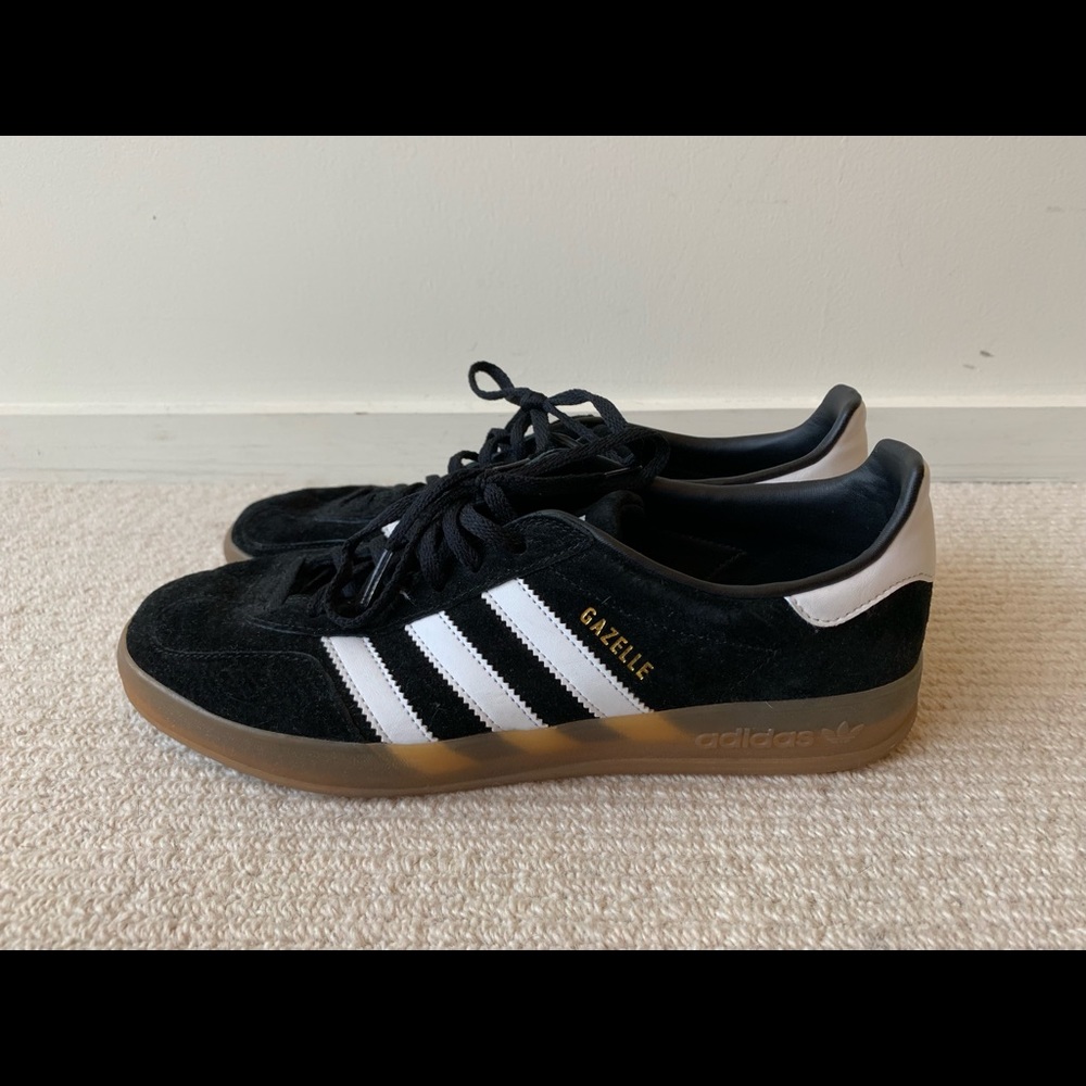 Adidas black/white suede sneakers